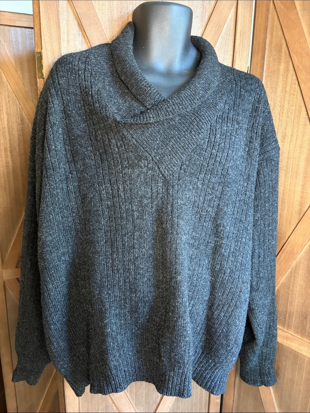 Vintage LEO CHEVALIER Dark Grey Pure Virgin Wool Sweater Heavyweight Knit SZ XLT